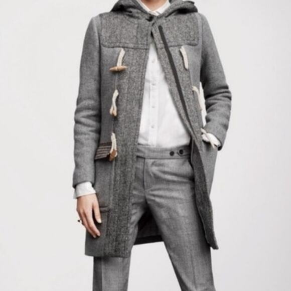 J. Crew Collection gray tweed wool houndstooth duffel hooded toggle coat - Picture 9 of 9